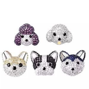 Anthropologie Iced CZ Sparkling Diamond Cute Dog Earrings